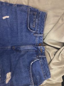 Blue Distressed Denim Shorts