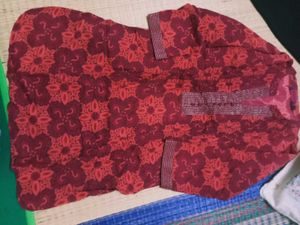 Maroon Printed Kurta