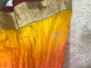 Orange Silk Blouse with Gold Trim
