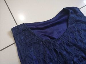 Navy Blue Lace Sleeveless Top