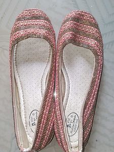 Embellished Pink &amp; Gold Flats