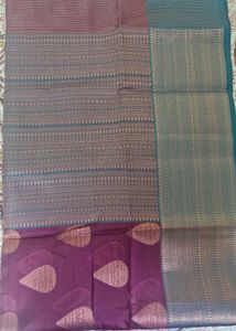 Elegant Deep Wine &amp; Teal Blue Silk-Blend saree