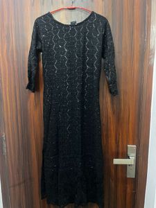 Black Embroidered Kurti w Sequin work