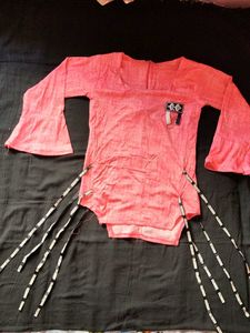Pink Bell Sleeve Top with Trendy Straps