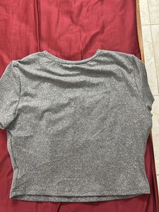 Grey Graphic Crop Top