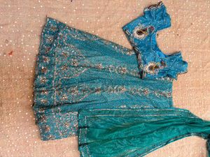 y2k Stunning Teal Lehenga Choli Set