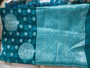 New Exquisite Teal Saree with Tree Motifs