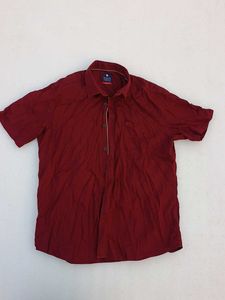 Burgundy Short Sleeve Casual Shirt