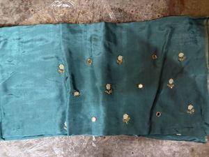 Elegant Teal Embroidered suit fabric