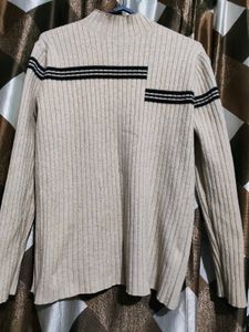 Men's Striped Mock Neck Sweater