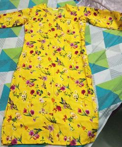 Bright Yellow Floral Kurta