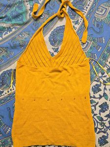 y2k Yellow Knit Halter Neck Top