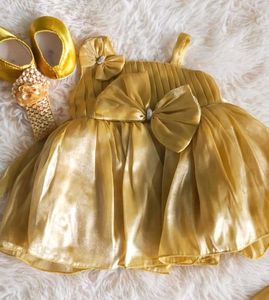 Gold Party Dress with Booties & Headband