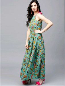 Beautiful Teal Floral Maxi Dress