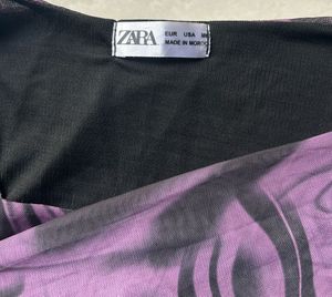 Purple Swirl Print Long Sleeve Crop Top