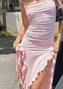 Pink Ruffle Strapless Dress