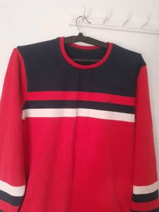 Striped Red Sweatshirt,not faded,like New L size
