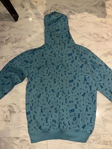 Teal Letter Print Hoodie