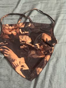 Trendy Graphic Print Halter Top