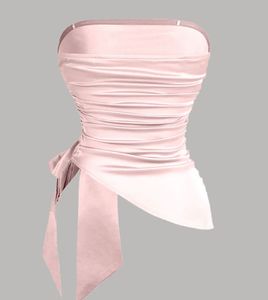 little box Pink Ruched Strapless Side-Tie top