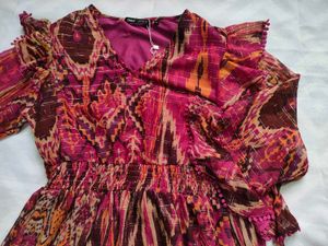 Boho Print V-Neck Midi Dress