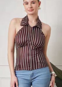 Striped Halter Neck Top