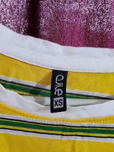 Ajile By Pantaloons Yellow Striped Tshirt