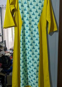 Yellow Kurta with Geometric Print