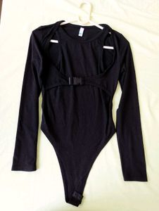 Black Cut-Out Long Sleeve Bodysuit
