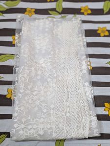 Beautiful White Embroidered Dupatta