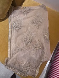 Embroidered Net Dupatta with Pearls