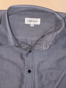 Men's Grey Striped Long Sleeve Shirt