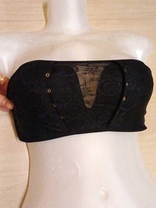 Black Lace strapless Bra with padded
