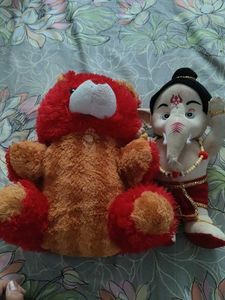 Cute Teddy Bear &amp; Ganesha Soft Toy Set
