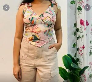 Floral Print Halter Neck Crop Top