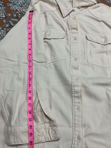 Cream Long Sleeve Button-Up Shirt L size