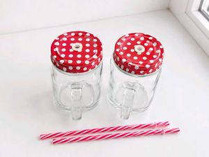 Cute Fruit Design Mason Jar Mugs with Straws (Set
