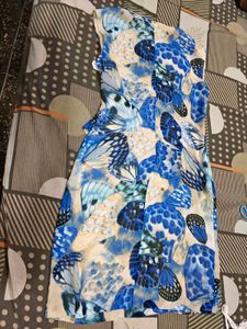 Blue Butterfly Print Dress wrap design