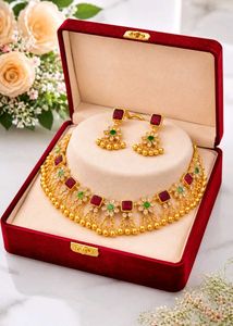 Exquisite Ruby & Emerald Necklace Set