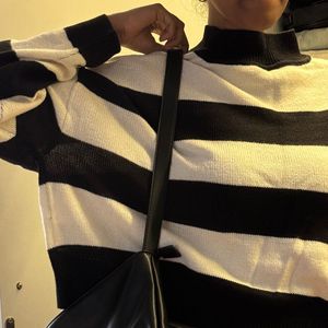 Chic Oversized Striped Knit Sweater