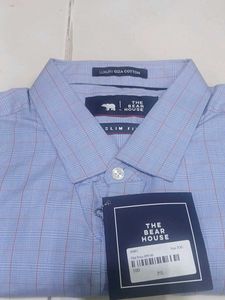 The Bear House Slim Fit Blue Check Shirt