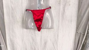 15167. Red Satin Thong Panty