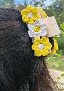 Cute Crochet Flower Hair Claw Clips