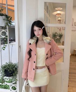 Women’s Pink Tweed Fur Jacket