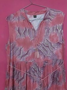 Pink Abstract Print Maxi Dress