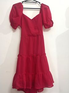 Chic Magenta Pink Puff Sleeve Dress 💓