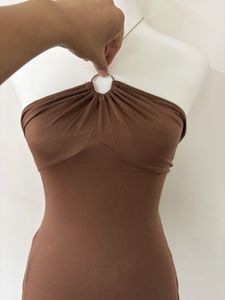 Brown Tube Top with Ring Detail✨