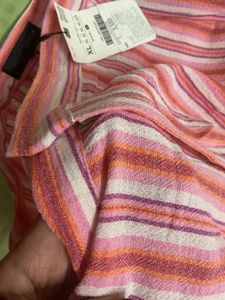 ZARA Pink Striped Wide Leg Trousers