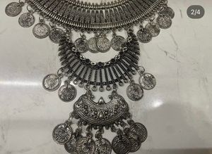 Oxidized Silver Statement Necklace