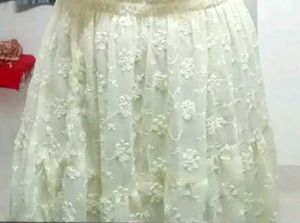 Elegant Yellow Sequin Flower Embroidered skirt